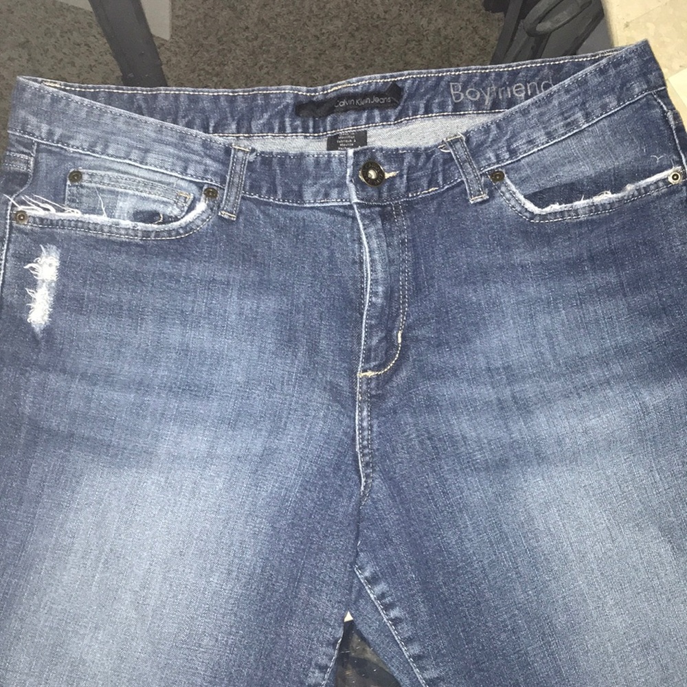 Calvin Klein Slim Boyfriend Fit Distressed Jeans